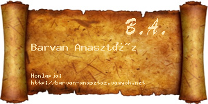 Barvan Anasztáz névjegykártya